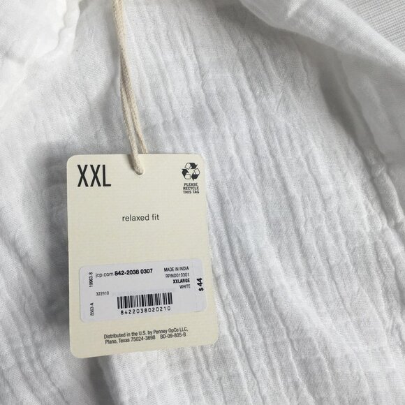 ana Shirt Womens 2XL White Gauze Long Sleeve Relaxed Fit Henley - Picture 2 of 14